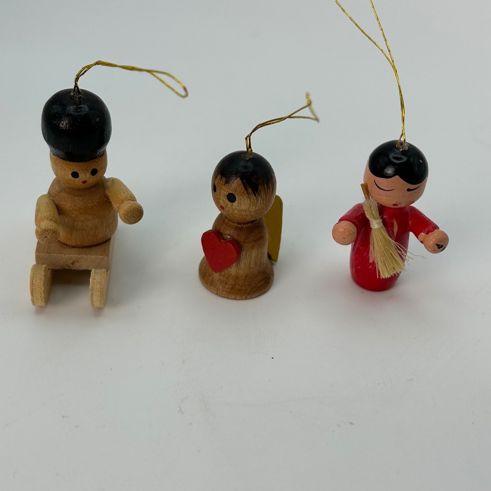 Set of 18 Vintage Hand Painted Wooden Christmas Ornaments Miniature Figures READ - Picture 12 of 13